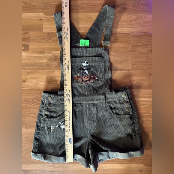 Corduroy Overalls with Jack Skellington Embroidery - Olive Green - Picture 4 of 8